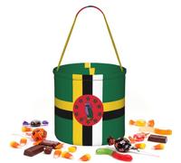CNTDBU Sac de rangement rond motif drapeau de la Dominique pour Halloween | Tissu sergé léger réutilisable pouvant contenir des cadeaux essentiels pour une utilisation en fête