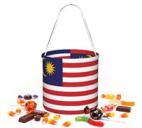 CNTDBU Sac de rangement rond motif drapeau de la Malaisie pour Halloween | Tissu sergé léger réutilisable pouvant contenir des cadeaux essentiels pour une utilisation en fête