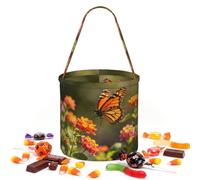 CNTDBU Sac de rangement rond pour Halloween Motif papillon coloré | Tissu sergé léger réutilisable pouvant contenir des cadeaux essentiels pour une utilisation en fête