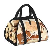 CNTDBU Sac de transport autocollant de voyage pour bois de chauffage, sac fourre-tout en toile robuste, transporteur de bois imperméable avec poignées rembourrées