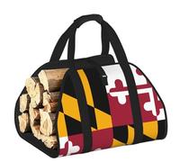 CNTDBU Sac de transport de bois de chauffage avec drapeau de l'État du Maryland - En toile robuste - Sac de transport de bûches imperméable avec poignées rembourrées