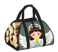 CNTDBU Sac de transport de bois de chauffage en toile robuste avec poignées rembourrées Motif petit ange