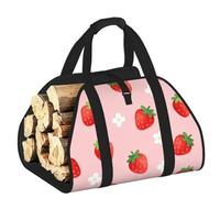 CNTDBU Sac de transport de bois de chauffage sans couture en toile robuste avec poignées rembourrées Motif fleur de fraise