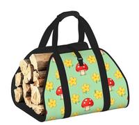 CNTDBU Sac de transport de bois de chauffage sans couture en toile robuste avec poignées rembourrées Motif champignon