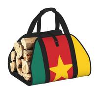 CNTDBU Sac de transport pour bois de chauffage avec drapeau du Cameroun - En toile robuste - Étanche - Avec poignées rembourrées