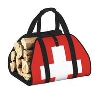 CNTDBU Sac de transport pour bois de chauffage avec drapeau suisse - En toile robuste - Étanche - Avec poignées rembourrées