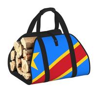 CNTDBU Sac de transport pour bois de chauffage Drapeau du Congo - En toile robuste - Sac de transport de bûches imperméable avec poignées rembourrées