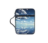 CNTDBU Sac fourre-tout avec poignées pour étudier la Bible Bleu ciel et nuages blancs - Organiseur résistant à l'eau pour voyage à l'église, porte-stylo, poche pour tablette, journal