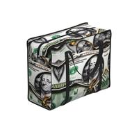 CNTDBU Sac fourre-tout résistant avec fermeture éclair et motif billet de banque, imperméable, réutilisable, sac de rangement pliable pour voyage, pique-nique