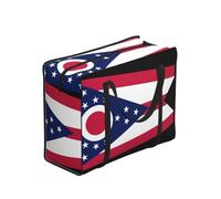 CNTDBU Sac fourre-tout résistant avec motif drapeau de l'État de l'Ohio - Sac de courses imperméable et réutilisable avec fermeture éclair - Sac de rangement pliable pour voyage, pique-nique