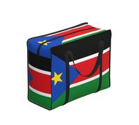 CNTDBU Sac fourre-tout résistant avec motif drapeau du Soudan du Sud, étanche, réutilisable, avec fermeture éclair, sac de rangement pliable pour voyage, pique-nique