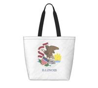 CNTDBU Sac fourre-tout réutilisable en Tyvek avec drapeau de l'État de l'Illinois, léger, pliable, imperméable, durable, respectueux de l'environnement pour le shopping, le travail, les voyages