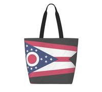 CNTDBU Sac fourre-tout réutilisable en Tyvek avec drapeau de l'État de l'Ohio, léger, pliable, imperméable, durable, respectueux de l'environnement pour le shopping, le travail, les voyages