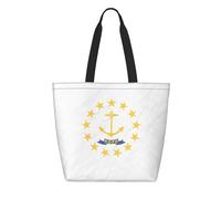 CNTDBU Sac fourre-tout réutilisable en Tyvek avec drapeau de l'État du Rhode Island, léger, pliable, imperméable, durable, respectueux de l'environnement pour le shopping, le travail, les voyages