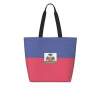 CNTDBU Sac fourre-tout réutilisable en Tyvek avec drapeau haïtien, léger, pliable, en papier, imperméable, durable, respectueux de l'environnement pour le shopping, le travail, les voyages