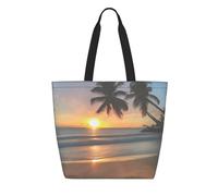 CNTDBU Sac fourre-tout réutilisable en Tyvek Sunset Beach - Léger et pliable - Imperméable - Durable - Respectueux de l'environnement - Pour le shopping, le travail, les voyages