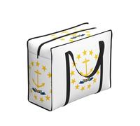 CNTDBU Sac fourre-tout robuste avec fermeture éclair et motif drapeau de l'État du Rhode Island - Sac de rangement pliable pour voyage, pique-nique
