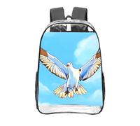 CNTDBU Seagulls in flight Sac à dos transparent de 40,6 cm en PVC approuvé par les stades, poche avant imprimée sur toute la surface, sac à dos de voyage léger, unisexe