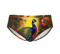 CNTDBU Slip triangle pour homme motif fleurs de paon - Doux et extensible - Respirant - Avec pochette - Sans étiquette - Évacuation de l'humidité - Pour un usage quotidien, Noir , XXL