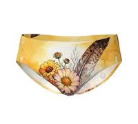 CNTDBU Slip triangle pour homme motif fleurs et plumes - Doux et extensible - Respirant - Avec pochette, ceinture sans étiquette - Évacuation de l'humidité pour un usage quotidien, Noir , M