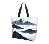 CNTDBU Snow Mountain Peak Grand sac fourre-tout à bandoulière pour femme, sac de courses léger et imperméable, réutilisable avec poche intérieure pour le travail, les voyages