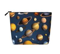 CNTDBU Solar System Planets Trousse de maquillage texturée en chanvre - Grande pochette de rangement étanche pour produits de toilette de voyage et essentiels quotidiens
