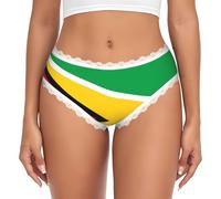 CNTDBU Sous-vêtements bikini en dentelle noire avec drapeau de la Guyane pour femme, culotte taille basse, sans couture, respirant, pour un usage quotidien, blanc, L