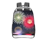CNTDBU Splendid Fireworks Sac à dos transparent de 40,6 cm en PVC approuvé par les stades, poche avant imprimée sur toute la surface, sac à dos de voyage léger, unisexe