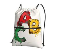 CNTDBU Stencil Spray ABC Sac à dos avec cordon de serrage avec fermeture éclair imperméable et léger pour gym, sport, sac à dos réglable pour voyage, randonnée