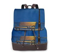 CNTDBU Street Lamp Bench Sac à dos en cuir synthétique souple pour femme - Sac à dos léger et décontracté pour ordinateur portable pour femme