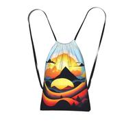 CNTDBU Sunrise Mountain Sac à dos pliable avec cordon de serrage, léger, pliable et réutilisable pour voyage, sac à dos compact pour le camping, la salle de sport