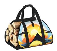 CNTDBU Sunrise Mountain Sac de transport de bois de chauffage en toile robuste et imperméable avec poignées rembourrées