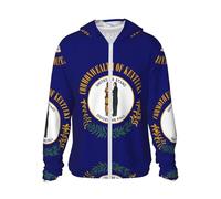 CNTDBU Sweat à capuche de protection solaire avec drapeau de l'État du Kentucky - Chemise de pêche légère et respirante pour homme et femme - Veste anti-UV pour randonnée, course à pied, voyage, Noir