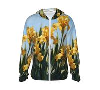 CNTDBU Sweat à capuche de protection solaire avec peinture à l'huile de tulipe - Chemise de pêche légère et respirante pour homme et femme - Veste anti-UV pour randonnée, course à pied, voyage, Noir