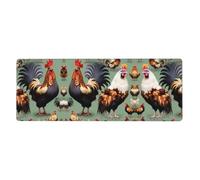 CNTDBU Tapis de souris de jeu antidérapant avec bords cousus, coq et poulet, tapis de souris de jeu extra large 30 x 80 cm, tapis de clavier imperméable pour bureau