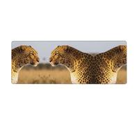 CNTDBU Tapis de souris de jeu antidérapant avec bords cousus, motif léopard africain, extra large, 30 x 80 cm, tapis de clavier imperméable pour bureau
