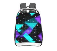 CNTDBU The Art of Glitching Sac à dos transparent de 40,6 cm en PVC approuvé par les stades, poche avant imprimée sur toute la surface, sac à dos de voyage léger unisexe