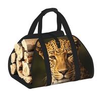 CNTDBU The Leopard Sac de transport de bois de chauffage en toile robuste avec poignées rembourrées