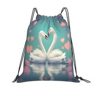 CNTDBU The Swan In Love Grand sac à dos imperméable et léger pour la gym, le sport, sac à dos décontracté avec cordon de serrage pour voyage, randonnée