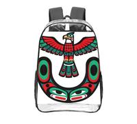 CNTDBU Thunderbird Totem Sac à dos transparent de 40,6 cm en PVC transparent approuvé par les stades, poche avant imprimée sur toute la surface, sac à dos de voyage léger, unisexe