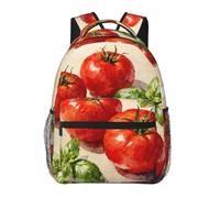 CNTDBU Tomato Basil Fresh Sac à dos léger et décontracté pour adultes - Sac à dos de voyage de grande capacité avec sangles rembourrées - Sac de banlieue résistant à l'eau