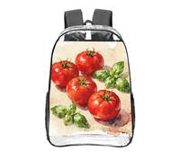 CNTDBU Tomato Basil Fresh Sac à dos transparent 40,6 cm en PVC transparent très résistant approuvé par les stades Sac à dos de voyage unisexe