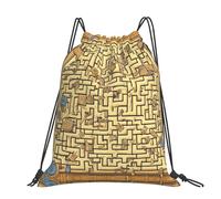CNTDBU Treasure Maze Grand sac à dos imperméable et léger pour la gym, le sport, sac à dos décontracté avec cordon de serrage pour voyage, randonnée