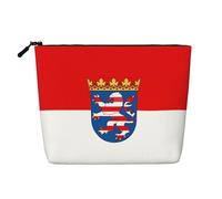 CNTDBU Trousse de maquillage en chanvre avec motif drapeau de Hesse - Grande pochette de rangement étanche pour produits de toilette de voyage et essentiels quotidiens