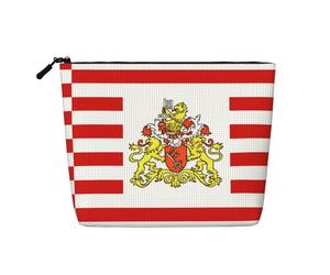 CNTDBU Trousse de maquillage en chanvre avec motif drapeau du Sénat de Brême - Grande pochette de rangement étanche pour produits de toilette de voyage et essentiels quotidiens