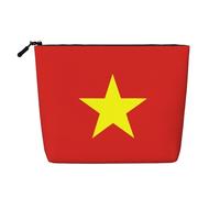 CNTDBU Trousse de maquillage texturée en chanvre avec drapeau vietnamien - Grande pochette de rangement étanche pour produits de toilette de voyage et essentiels quotidiens