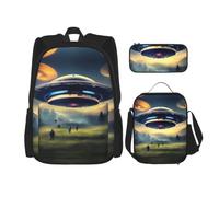CNTDBU UFO Landing - Ensemble sac à déjeuner 3 en 1 pour navetteurs, sac à déjeuner isotherme pour le travail avec housse pour ordinateur portable