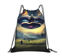 CNTDBU Ufo Landing Grand sac à dos imperméable et léger pour gym, sport, sac à dos décontracté avec cordon de serrage pour voyage randonnée