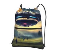 CNTDBU UFO Landing Sac à dos avec cordon de serrage avec fermeture éclair, imperméable, léger, sac à dos pour gym, sport, sac à dos réglable pour voyage, randonnée