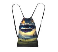 CNTDBU UFO Landing Sac à dos pliable avec cordon de serrage - Sac de courses léger et réutilisable pour voyage, sac à dos compact pour le camping, la salle de sport